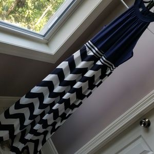 Maxi Dress, Size S, Navy and White,  NEW